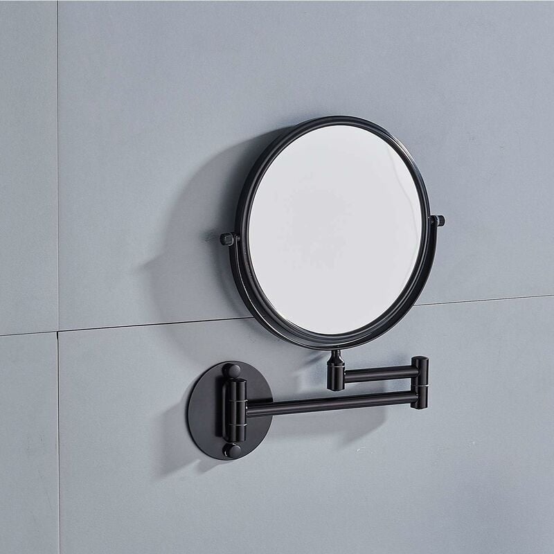 Wall Mounted Makeup Mirror 20cm Black 3 Pack 360 Rotatable Extendable Double Mirror - Image 2