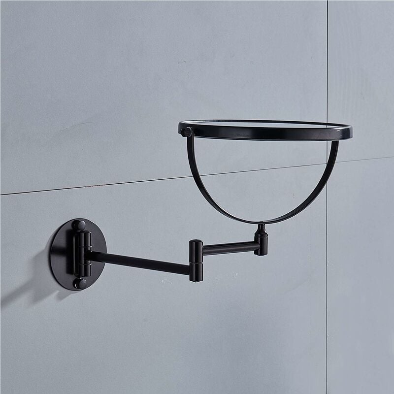 Wall Mounted Makeup Mirror 20cm Black 3 Pack 360 Rotatable Extendable Double Mirror - Image 3