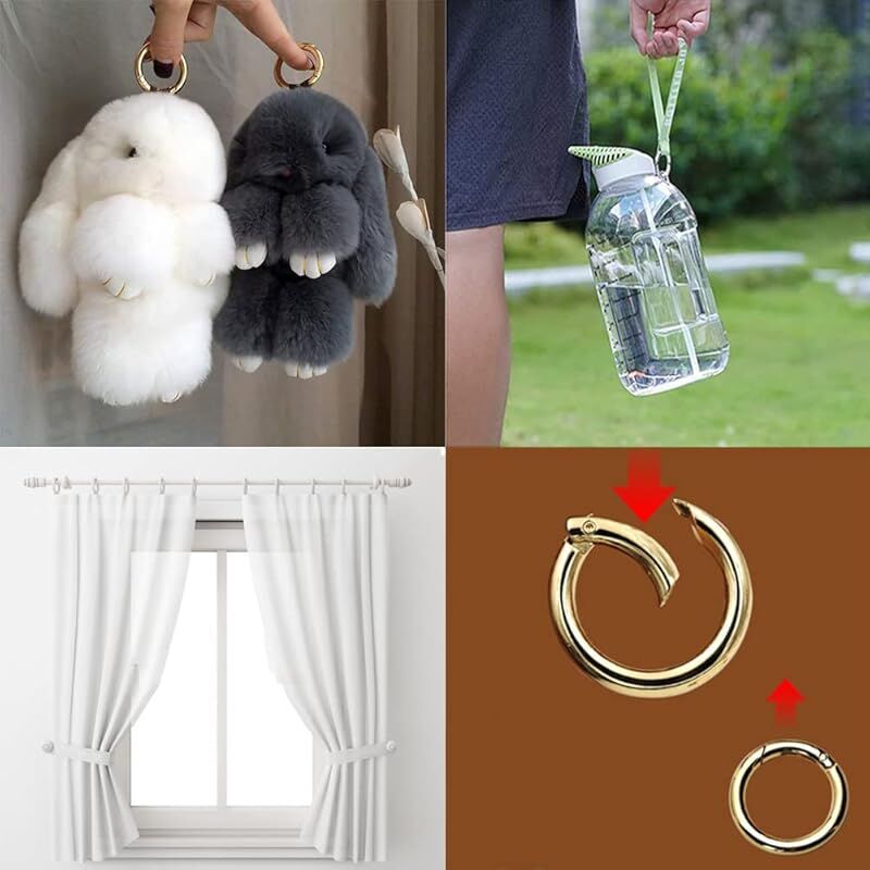 30pcs 33mm Round Gold Snap Spring Ring Carabiner Keychain Hooks Zinc Alloy for Crafts Bag Accessories - Image 4