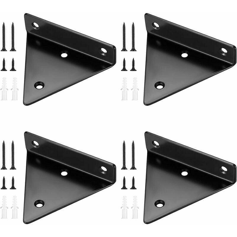 Floating Shelf Brackets 4 pcs Invisible Triangle Metal Wall Shelf Brackets for Shelves - Image 1