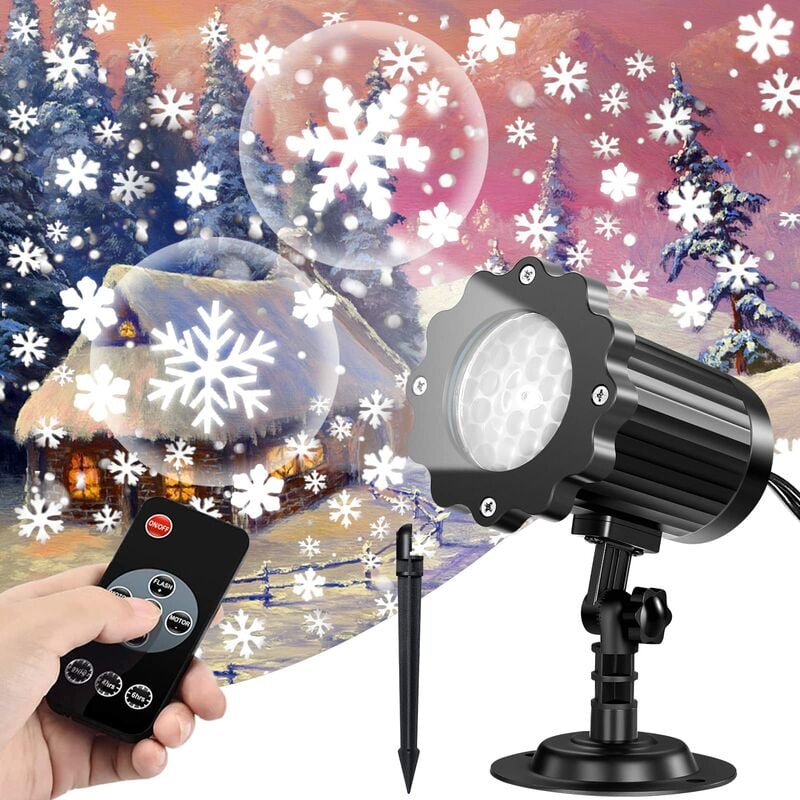 Snowflake Projection Lamp with Remote Control IP65 Waterproof Outdoor Christmas Light for Indoor Party Garden Wedding Bar Decor - Image 1