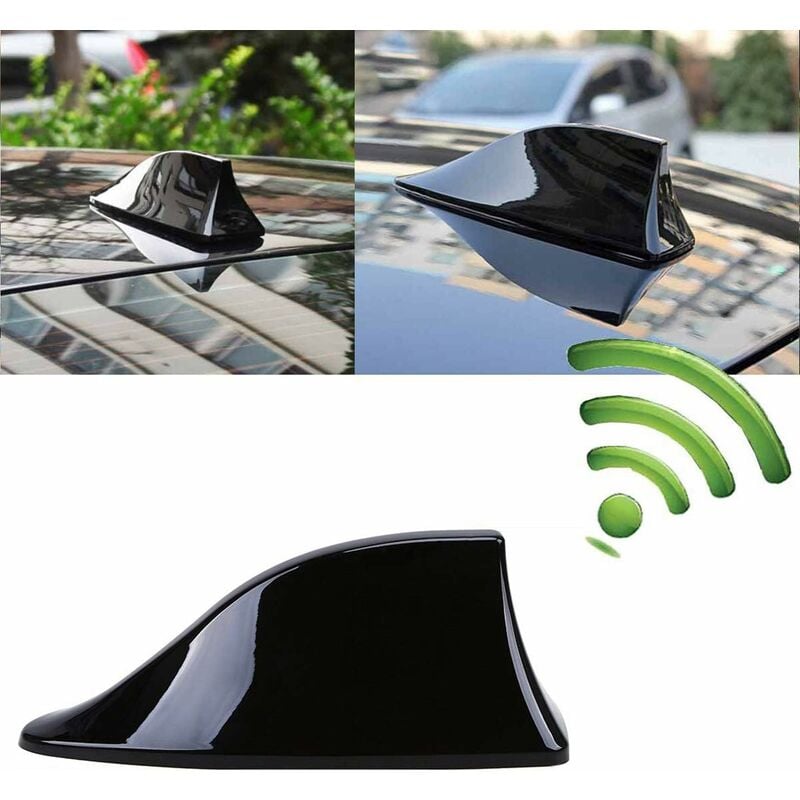 Universal Shark Fin Car Antenna - FM/AM Radio Antenna for Car SUV Truck Van (Black) - Image 1