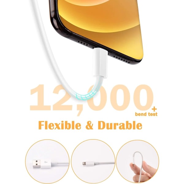 Compatible with Apple MFi Certified Lightning Charging Cable 4-Pack 1.8m iPhone 12 11 X XR XS 8 7 - Image 3