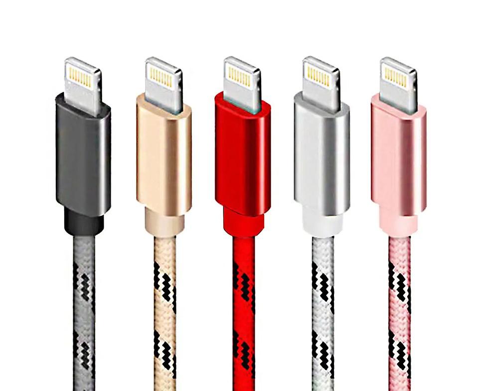 5-pack 2m Braided Lightning Cables, Compatible with iPhone 11 13 14, Charging and Data Cable - Image 1