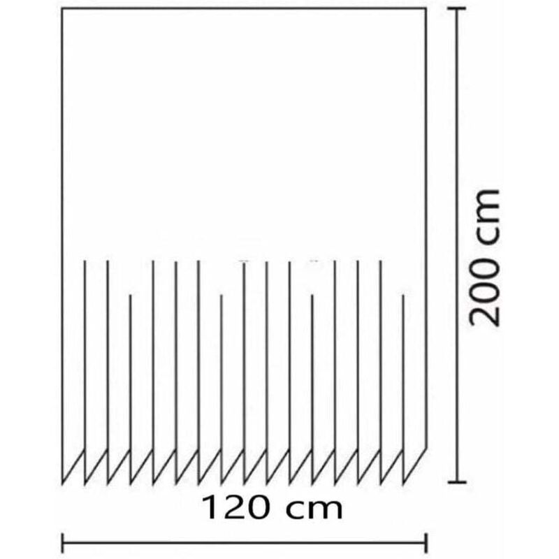 Shower Curtain 120x200 cm Black Waterproof Anti-Mildew Polyester with Hooks Included - Image 3