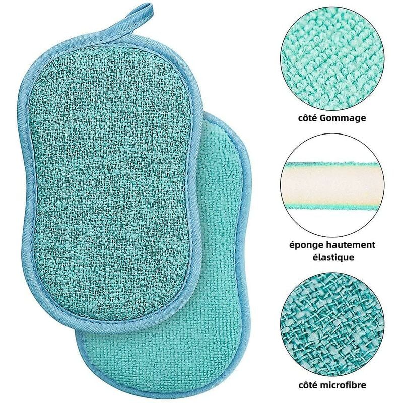 Microfiber Dish Sponges for Non-Stick Pots and Pans, Antibacterial, Reusable and Washable Scouring Pads, 4 Pack - Image 2