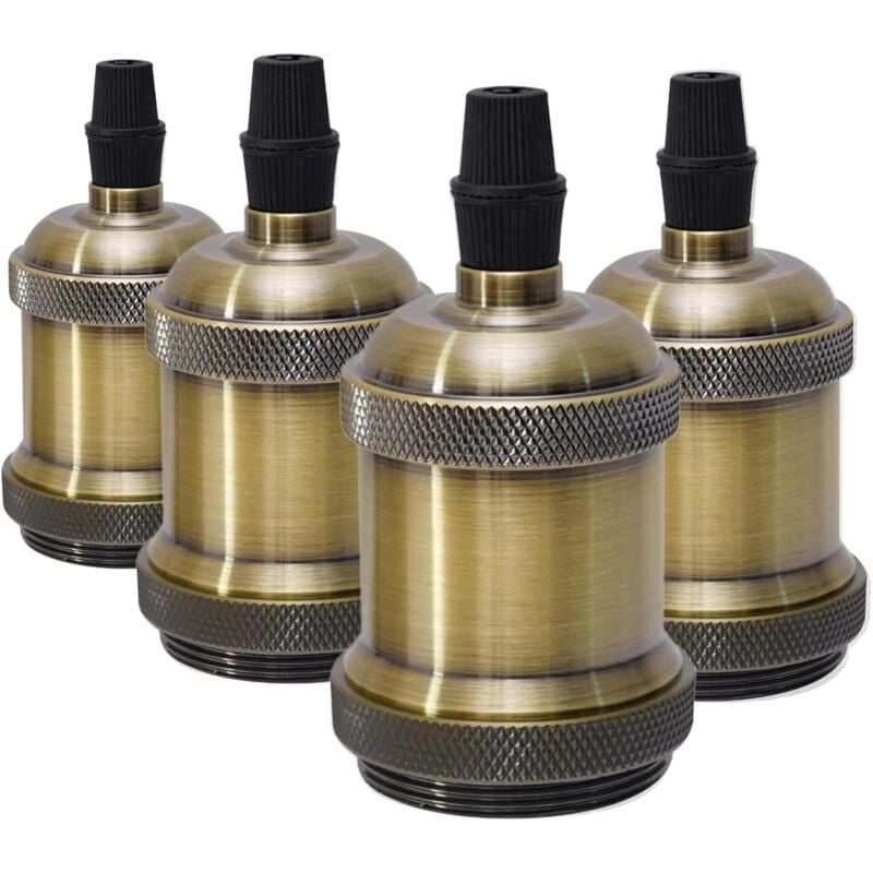 E27 Vintage Lamp Holder Ceramic Socket Adapter 4 Pieces Bronze with Braun Compatible - Image 1