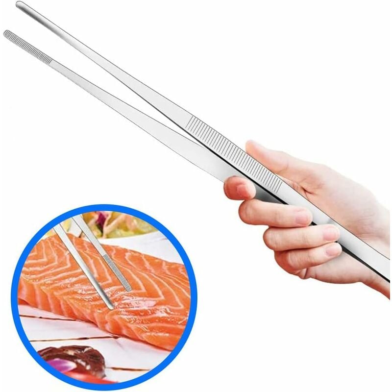 Stainless Steel Tweezers 30cm 12 Inch Long with Serrated End for Aquaristik Gardening Kitchen Industrial Work - Image 2