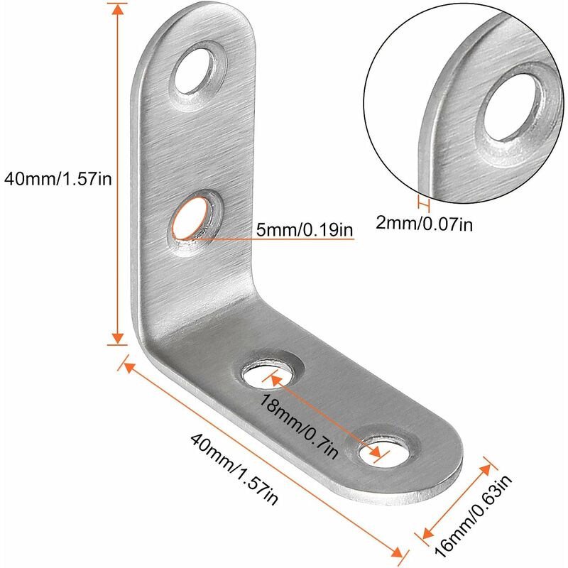 Stainless Steel Corner Brackets 40x40mm 13pcs Furniture Repair Silver Compatible with Furniture Brands - Image 2