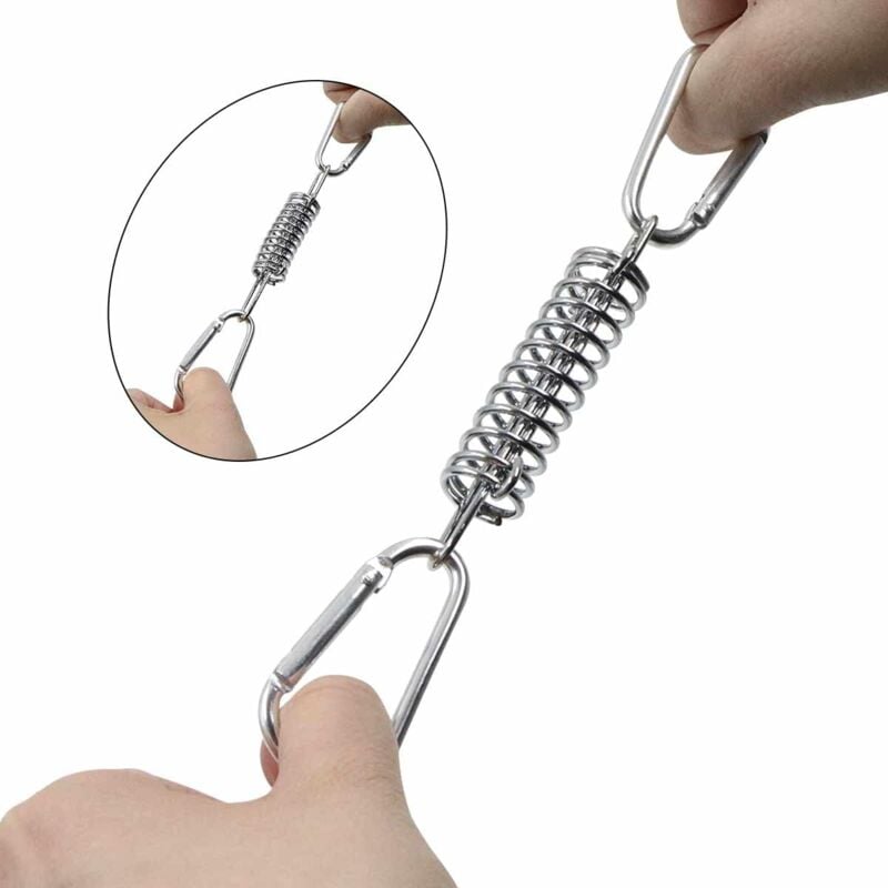 Tension Spring Buckle Compatible with Sun Sail Awnings Camping Tents 4 pcs Stainless Steel Brackets with 4 Springs 8 Carabiners - Image 2