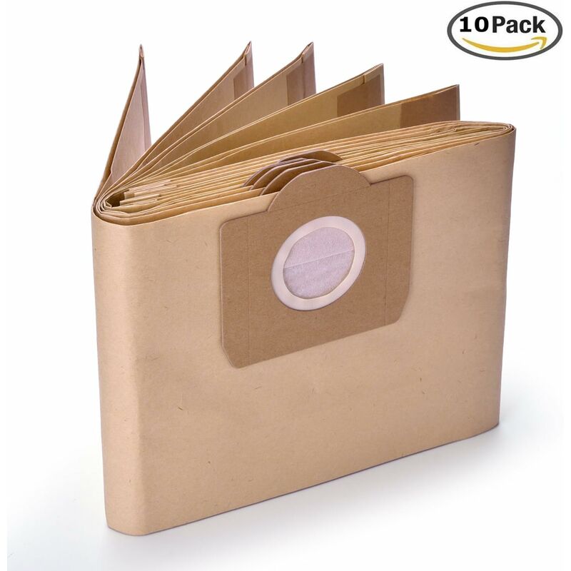 Karcher WD3 WD3P Wet and Dry Vacuum Cleaner Bags 10-Pack 6.959-130.0 A 2201/2204/2504 Replacement Paper Vacuum Bags - Image 1