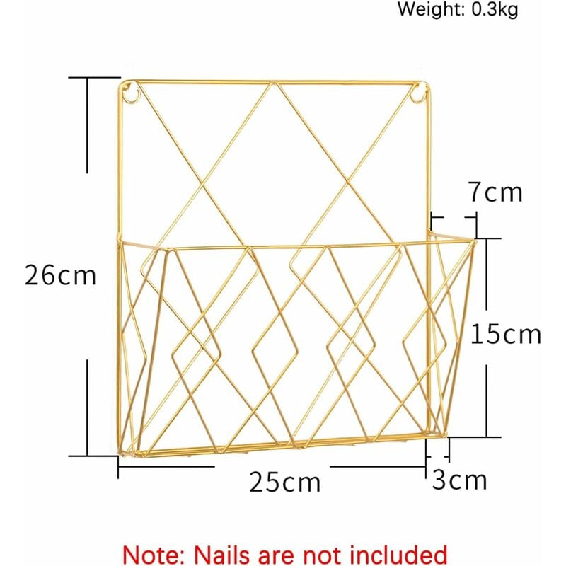 Wall Mounted Metal Newspaper Magazine Rack Storage Organizer Gold Compatible with Standard Sizes - Image 2