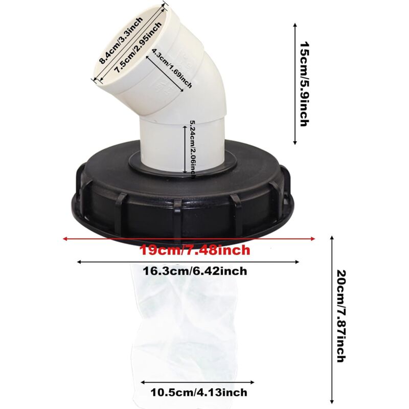 163mm Nylon Rainwater Filter with Lid, 45° Inlet, Washable, Compatible with IBC Water Tank DN 150 - Image 2