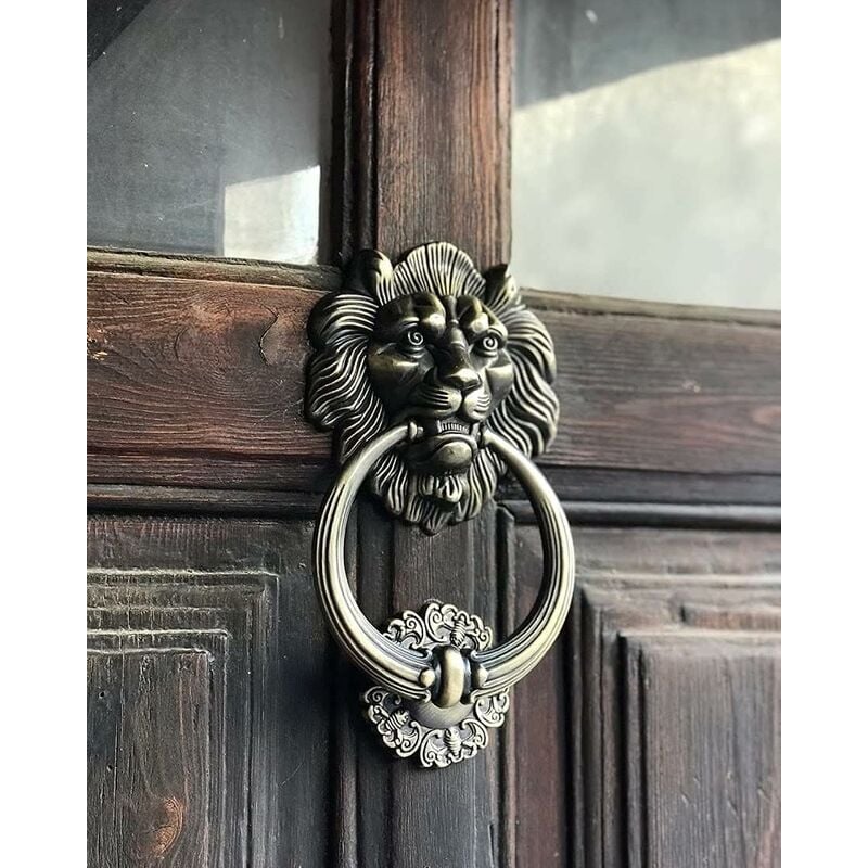 Bronze Lion Head Door Knocker Elegant Classic Home Decor - Image 1