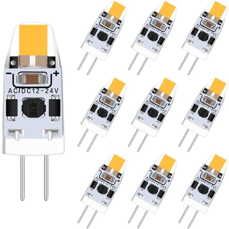 G4 LED Bulbs Warm White 3000K Dimmable 2W 12V-24V AC/DC 10-pack Replacement Compatible with Halogen Bulbs - Image 1