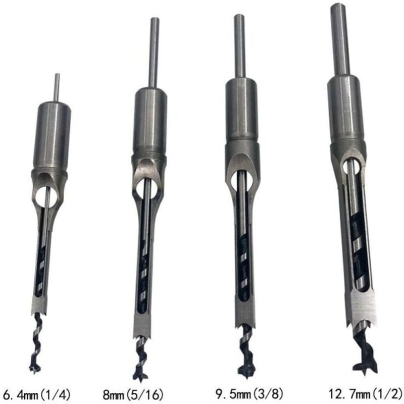 Wood Drill Bit Set for Square Holes, Compatible with Mortise and Tenon Joints, 4-Piece Woodworking Cutting Tools - Image 5