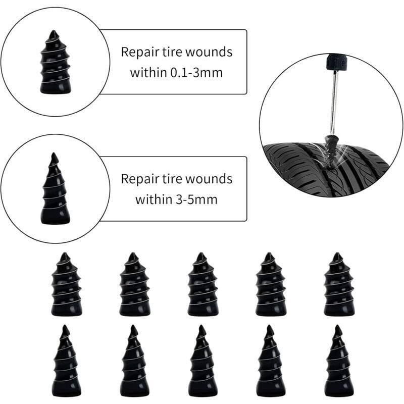 Rubber Tire Repair Spikes 30pcs Quick Fix Puncture Kit Compatible with Cars Motorcycles Trucks 15S 15L - Image 4
