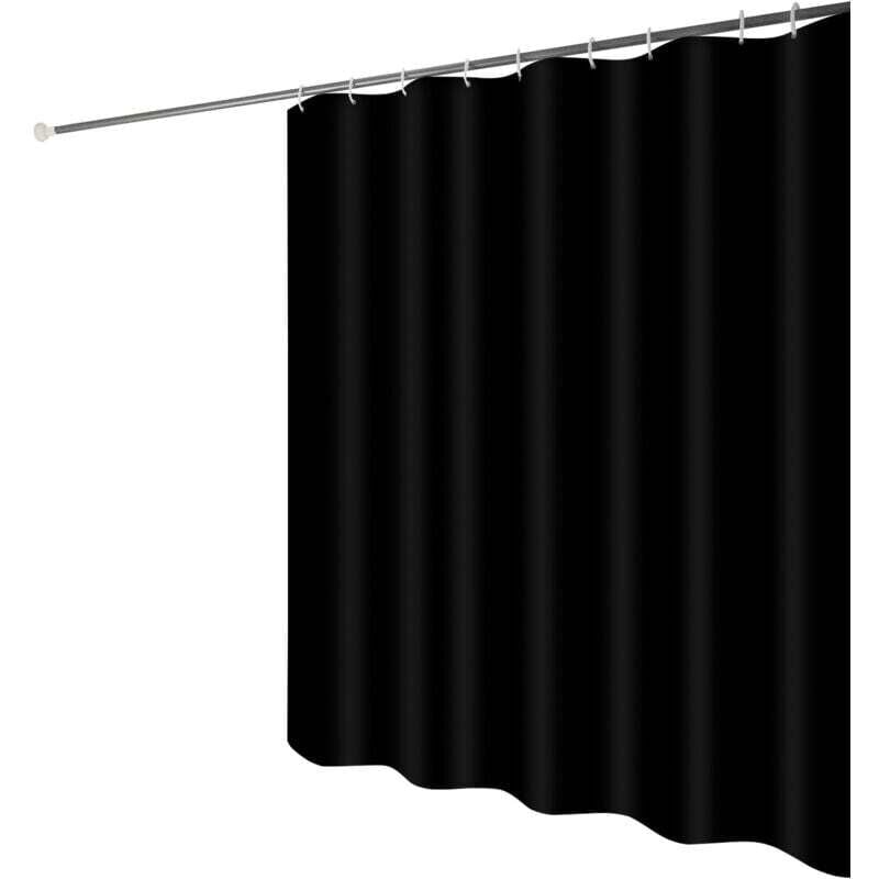 Waterproof Shower Curtain with Hooks - Anti-Mildew Washable Polyester Fabric - Black Bathroom Curtain 100x180cm - Image 2