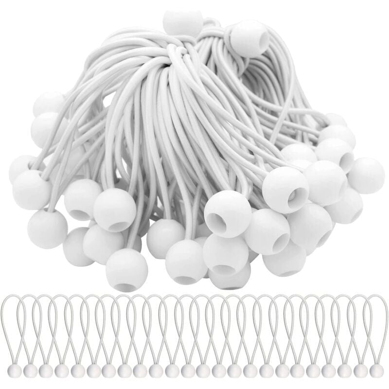 Elastic Rubber Straps with Balls for Marquees Tents Banners Tarpaulins 50 Pack - Image 1