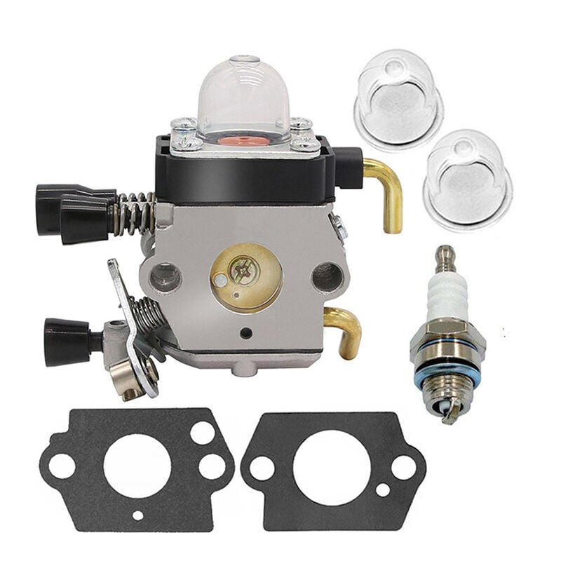 Stihl FS38 FS45 FS46 FS55 FS74 FS75 FS80 FS85 KM55 HL45 Lawn Mower Carburetor Kit with Gaskets Primer Bulbs Spark Plugs - Image 1