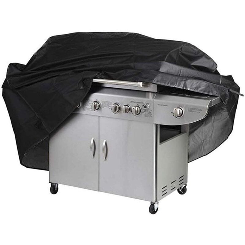 Grill Cover BBQ Protective Tarpaulin Anti-UV Anti-water Anti-moisture with Storage Bag Black (170 x 61 x 117cm) - Image 1