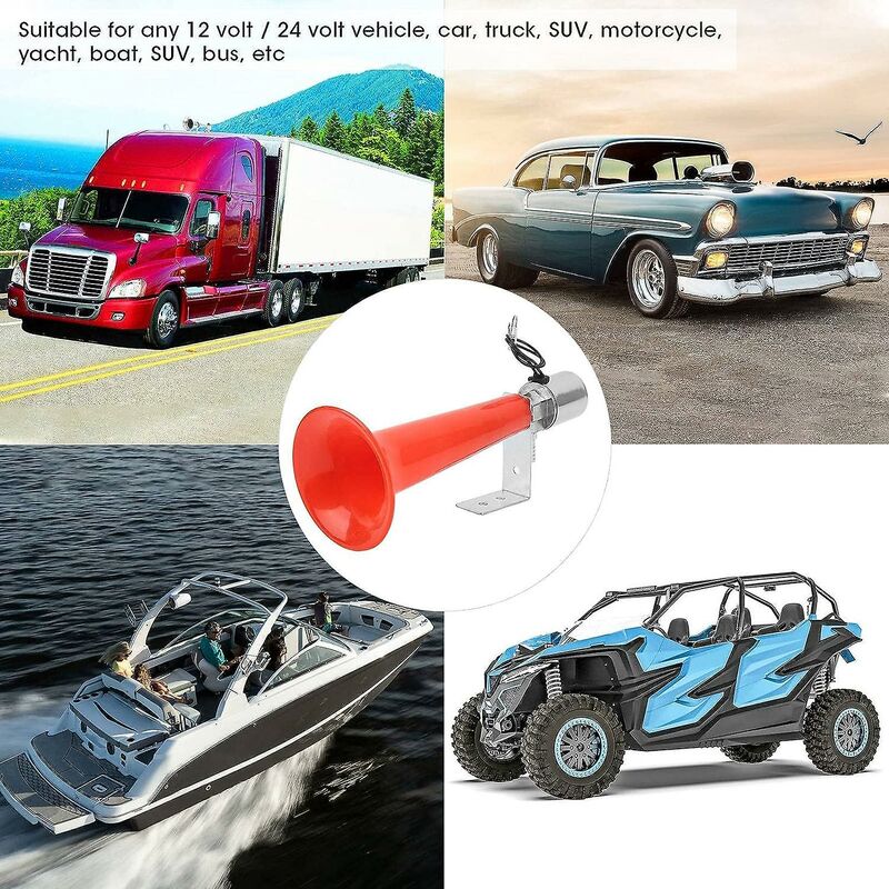 180dB Universal Truck Horn with Turkish Horn Sound 12V 24V Compatible with SUVs Motorcycles Caravans Red - Image 5