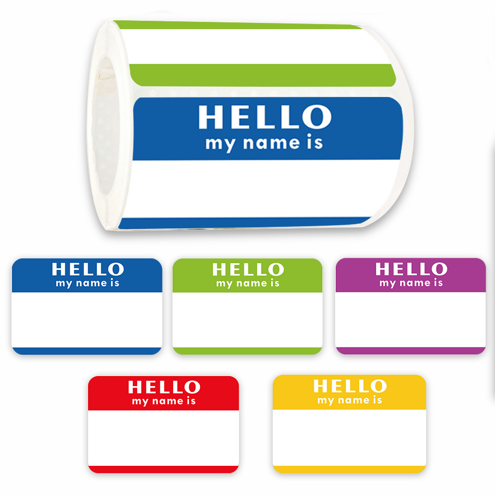 5 Colors (Hello My Name Is) Nameplate Stickers 300 Labels for - Image 1