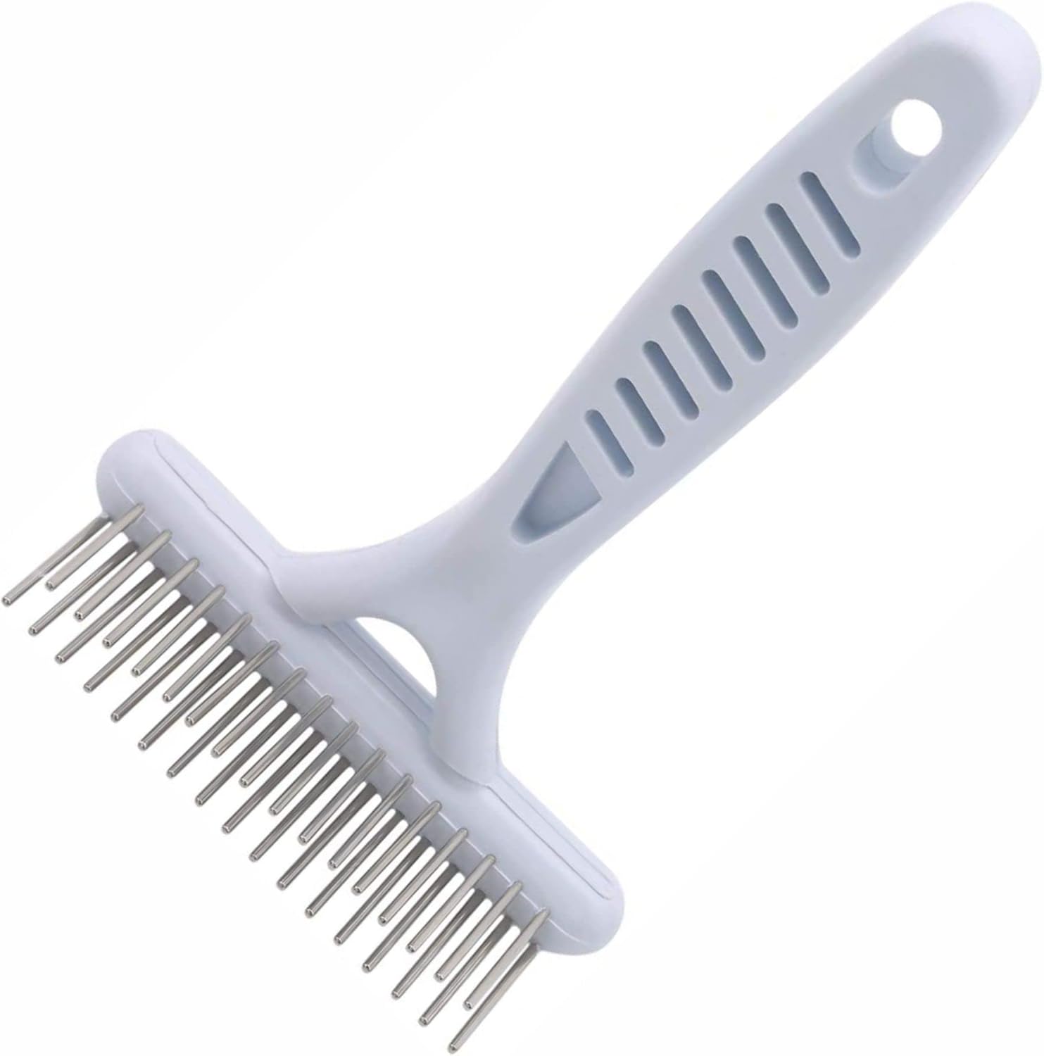 Dog Dematting Brush Undercoat Comb Self-Cleaning Double Row Metal Teeth for Loose Hair Removal Puppy Grooming Brush - Image 1