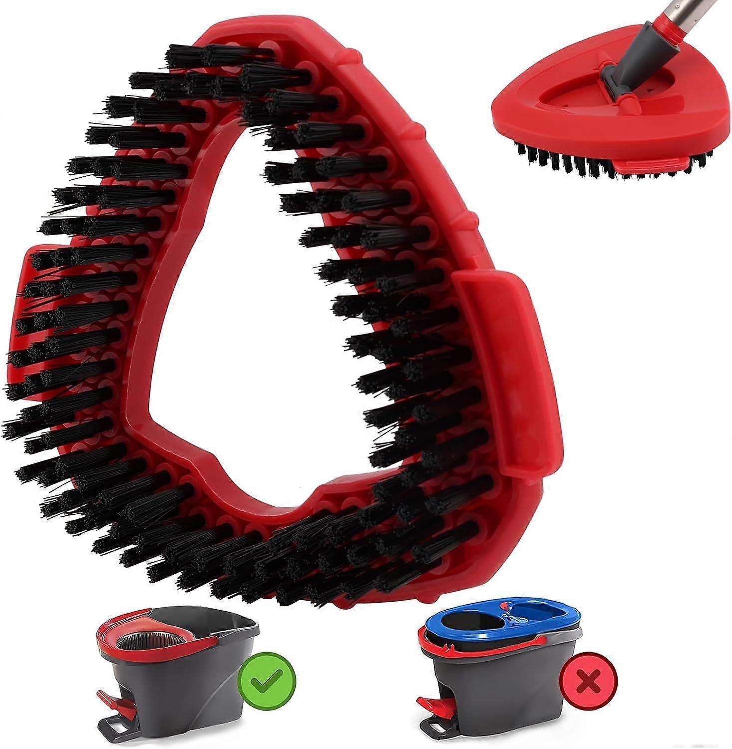 Mop Heads Replacement Scrubbing Brush Mop Head for Vileda Turbo Spin Mop, Hard Bristle Carpet Brush Cleaning Brush for Bathroom Garage Kitchen1x Brush 1x Brush Red - Image 1