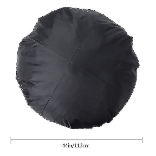 Outdoor Round Fire Pit Cover 112cm Waterproof Black Compatible with Patio - Image 1