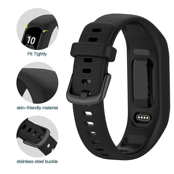 Compatible with Garmin Vivosmart 5 Wristbands, 3pcs Soft Silicone Replacement Sports Bands in Black White Blue - Image 2