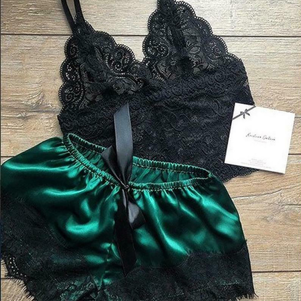 Sexy Transparent Pajamas for Women Dark Green XL, Stylish Strap Costume - Image 1