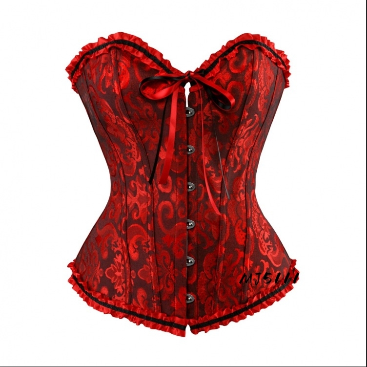 Corset MJ51 Black and Red Vest with European and American Palace Wedding Style, XS Size - Image 1