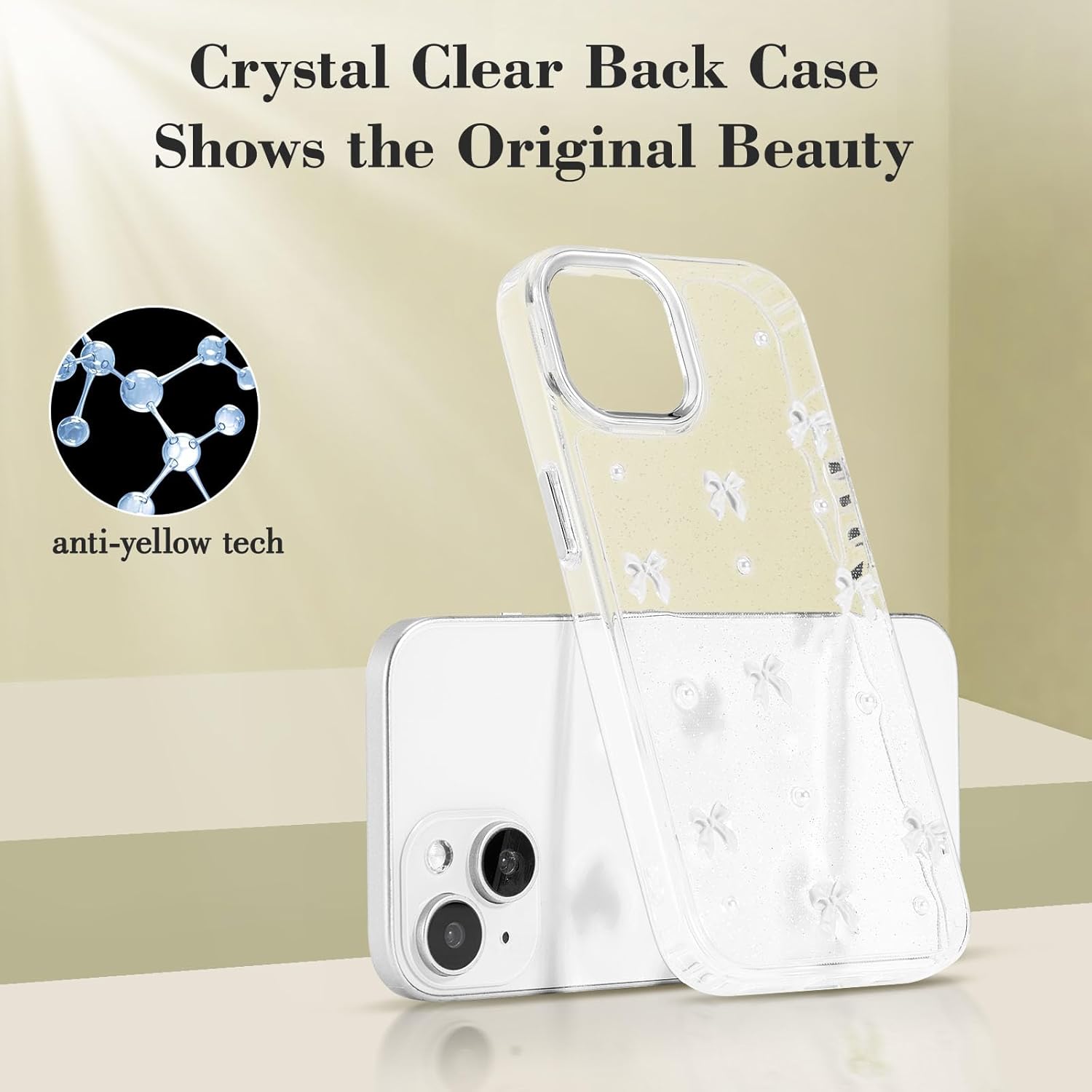 iPhone 15 Plus Case, Bling Glitter 3D Bowknot Protective Cover, Crystal Clear Sparkly White Slim Soft Durable Case Compatible with iPhone 15 Plus - Image 5