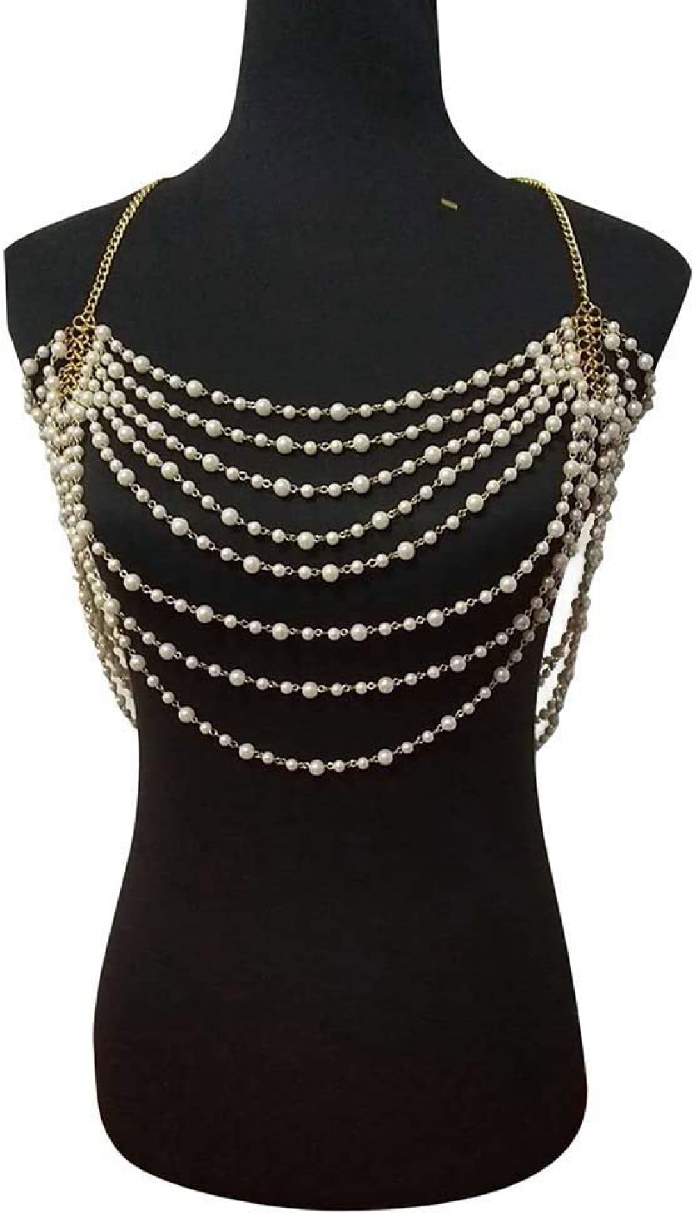 Pearl Body Chain for Women, Gold Multi-layer Necklace for Backless Dresses and Bikinis, Bridal Jewelry - Image 2