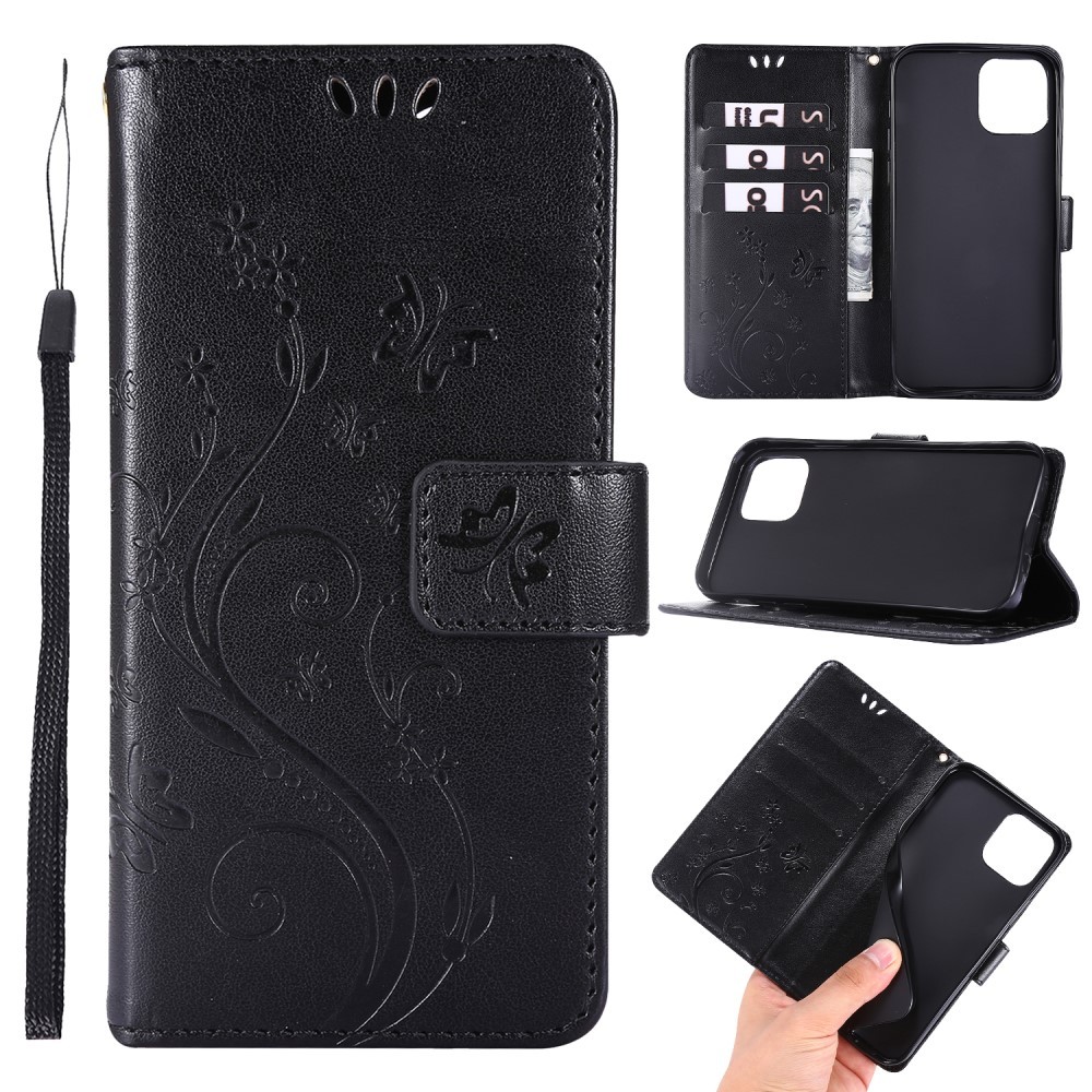 iPhone 12 / 12 Pro Floral Case Black, Compatible with iPhone - Image 1