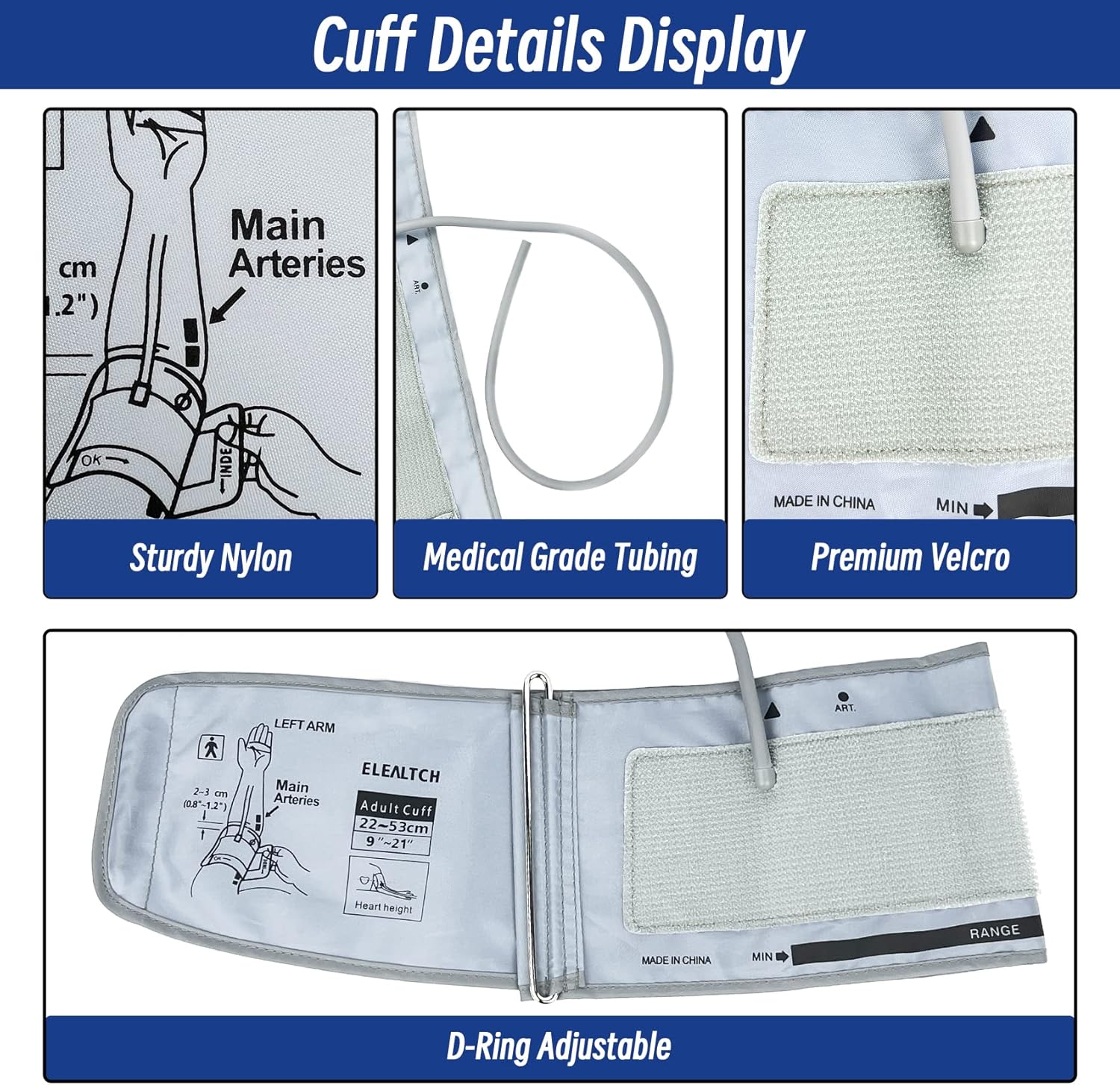Omron Extra Large BP Cuff 22-53 cm Gray Replacement Cuff for Large ARM Compatible with Omron 9201d 21201d - Image 5