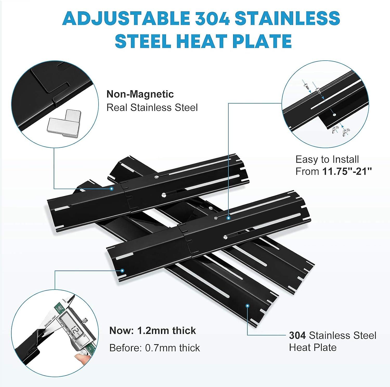 Adjustable Heat Spreaders 4pcs 30-53cm Heating Plate Set Compatible with Most Gas Grills - Image 4