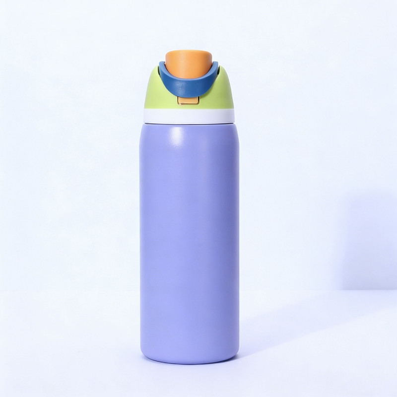 Insulated Stainless Steel Water Bottle with Straw,Purple color blocking & 24 oz, BPA-Free, for Travel, Sports, Outdoors - Image 1
