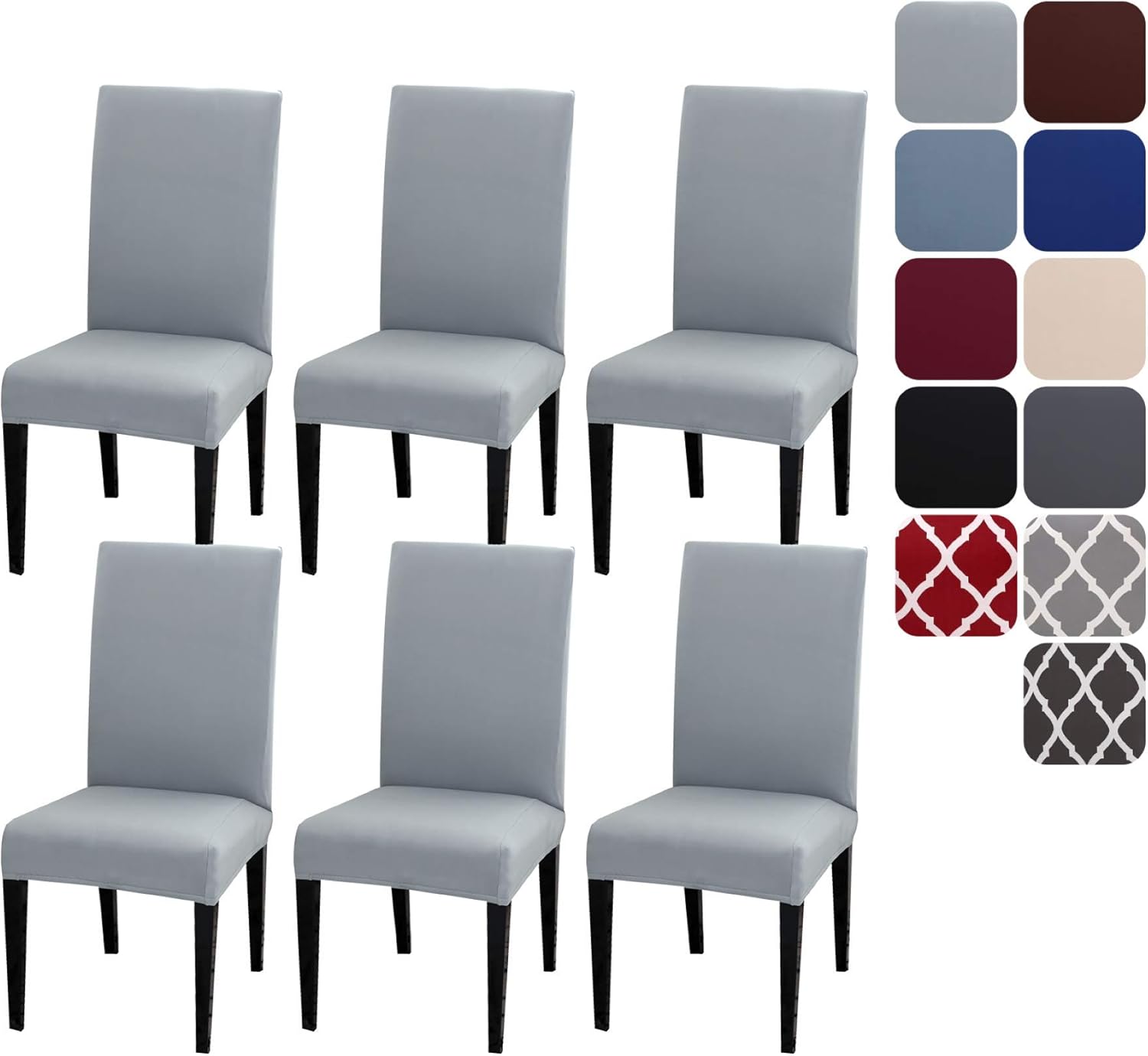 Stretch Removable Washable Chair Covers Set of 4 or 6, Wine Red Hotel Chair Slipcovers Decorations Seat Covers 6pcs - Image 1