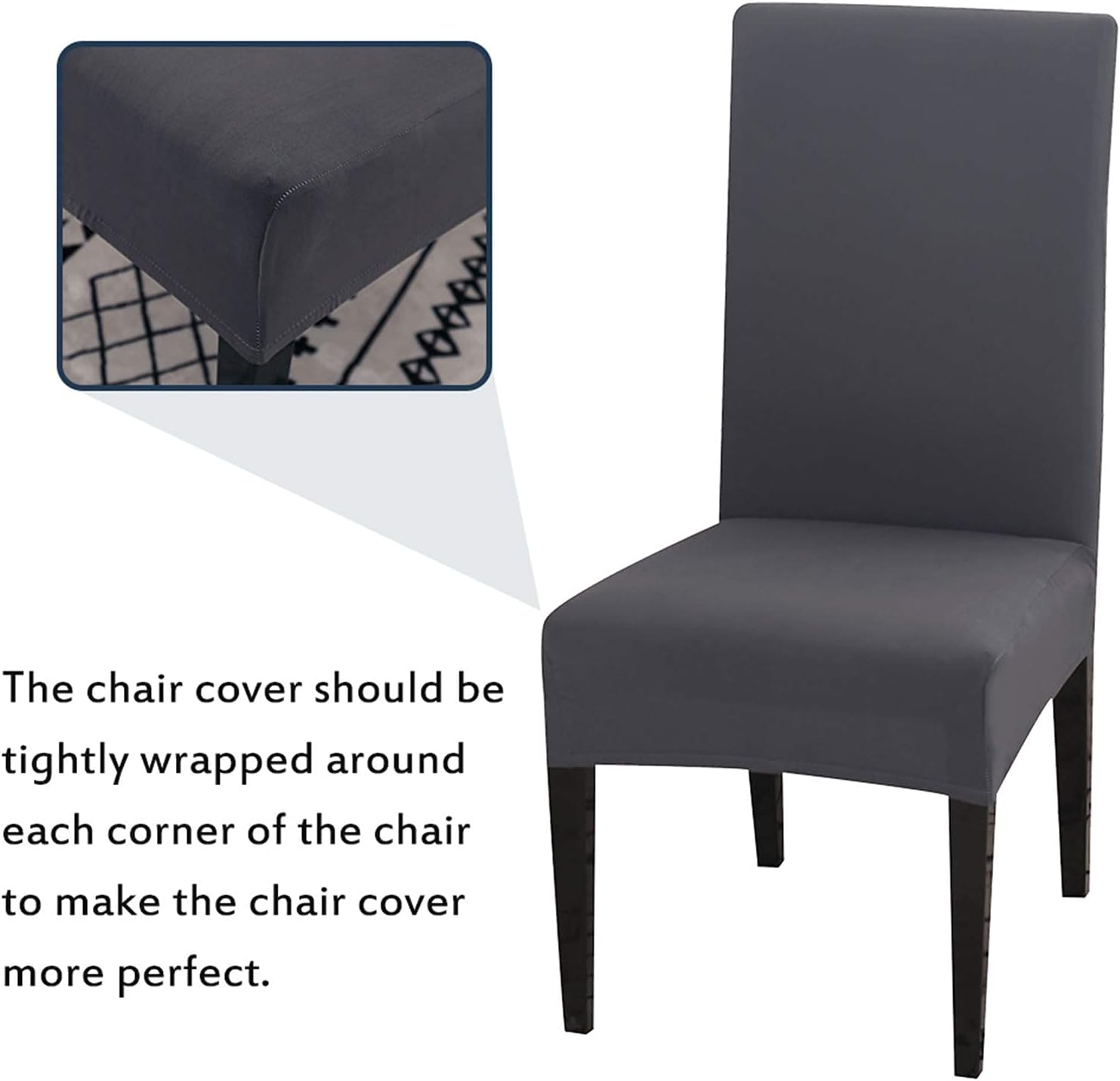 Stretch Washable Chair Covers Set of 4, Removable Decoration Protection Seat Covers for Hotel Use grey-tfrf grey - Image 3
