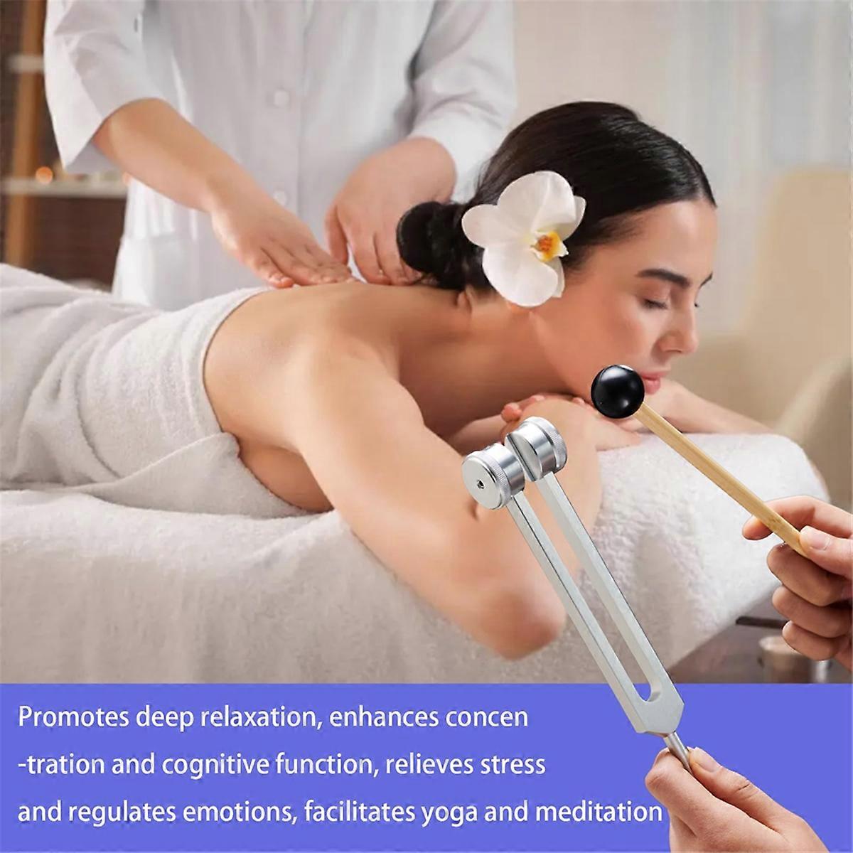 Healing Tuning Forks Set with 128Hz 136.1Hz 256Hz 384Hz Frequencies and Hockey Puck Activator for Chakra Sound Therapy - Image 3