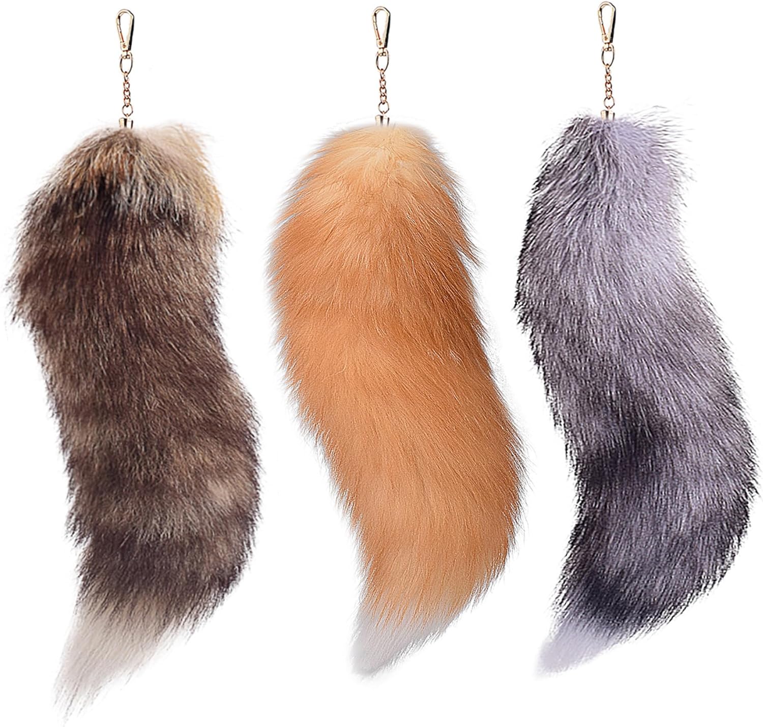 Therian Fox Tail Keychain, 40cm Fluffy Faux Fur with Lock, Cosplay Costume Handbag Accessory for Adult Women - Image 1