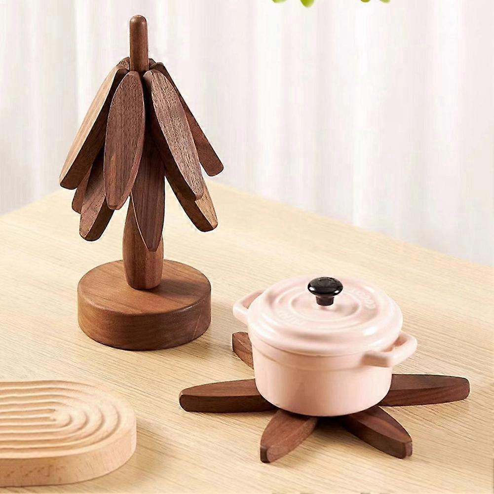 Tree Shape Wooden Coasters Set of 2, Wooden Insulation Mat - Image 4