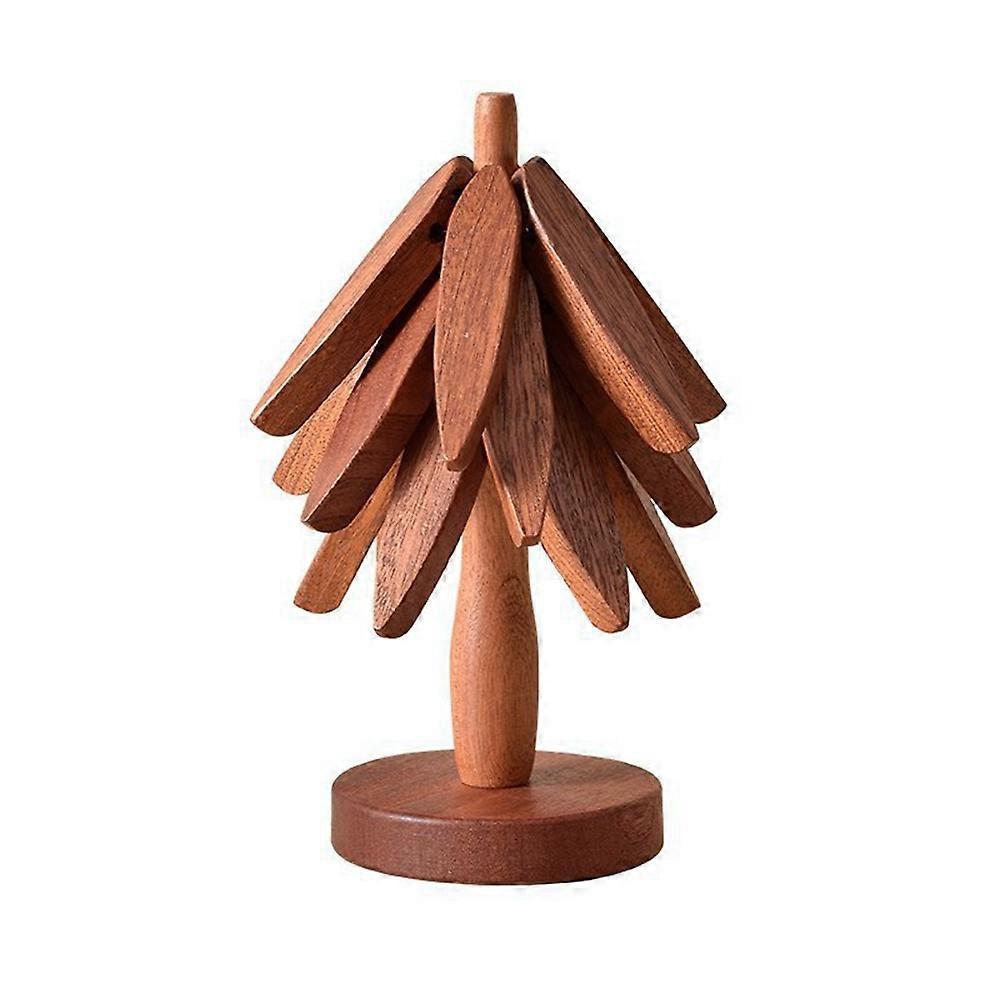 Tree Shape Wooden Coasters Set of 2, Wooden Insulation Mat - Image 5
