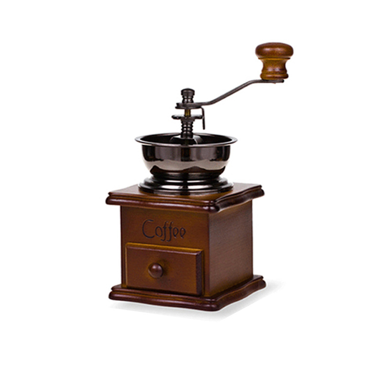 Retro Wooden Coffee Grinder Hand-Cranked Ceramic Burr Compatible with Braun Oral-B Philips - Image 1