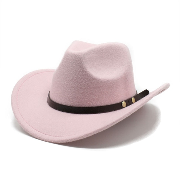 Cowboy Hat Pink Felt Rolled Brim Riding Hat for Men Women Compatible with American Western Style - Image 1