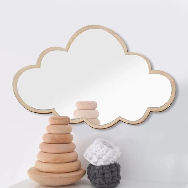 Clouds Wall Mirror for Kids Rooms, Child-Safe Real Acrylic Mirror, Nursery Decor - Image 1