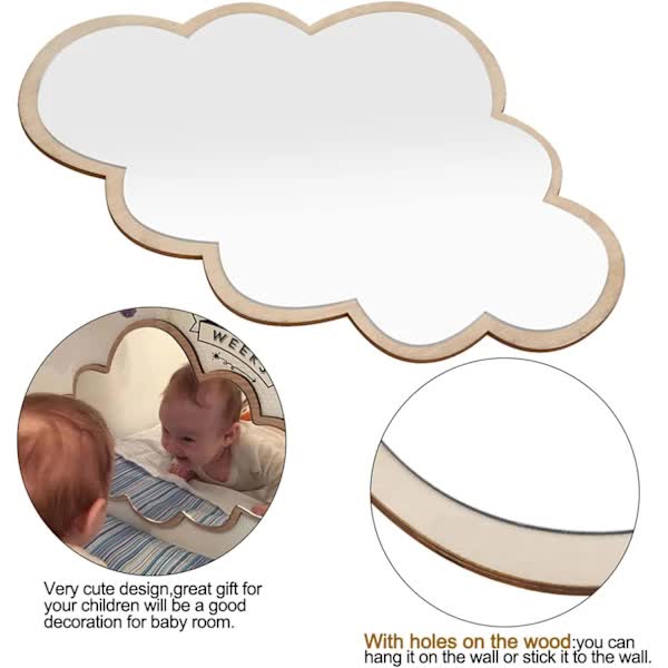 Clouds Wall Mirror for Kids Rooms, Child-Safe Real Acrylic Mirror, Nursery Decor - Image 3