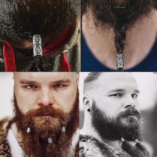Kryc 80 Rune Beads Set with 300 Rubber Bands for DIY Viking Beard and Hair Beads Antique Nordic Jewelry Braided Bracelet Pendant - Image 3